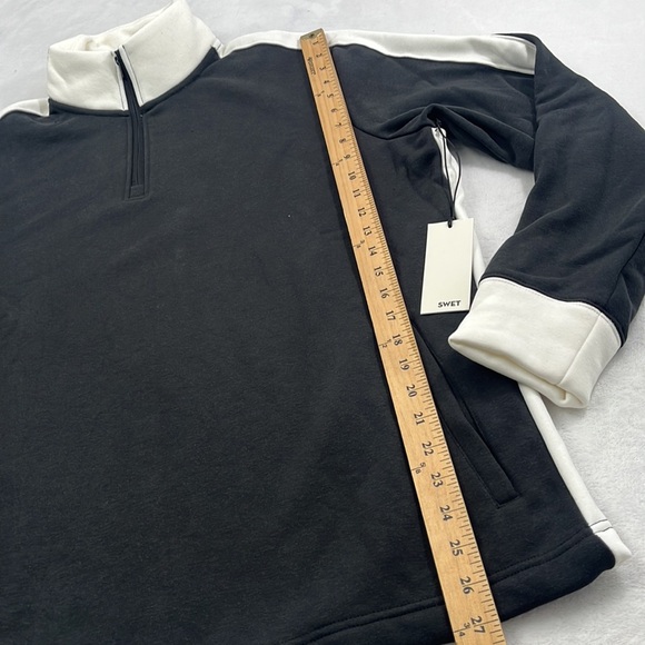 NEW Swet Tailor 1/4 Zip M, L, XXL Black White Stretch Microfleece Slalom Stripe - Picture 5 of 16